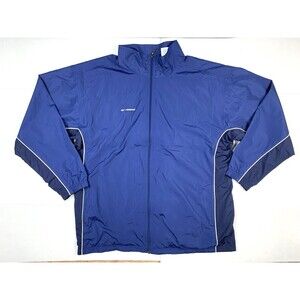 Reebok Jacket Mens XXL Blue Full Zip Windbreaker High Neck Zipped Pockets Lined